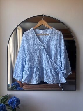 HUDSON NORTH | gingham cotton tie top | size Large